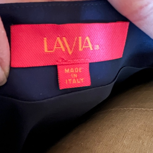 Lavia navy dress with pleated front and key hole eur size 44, us 8 - Picture 9 of 10